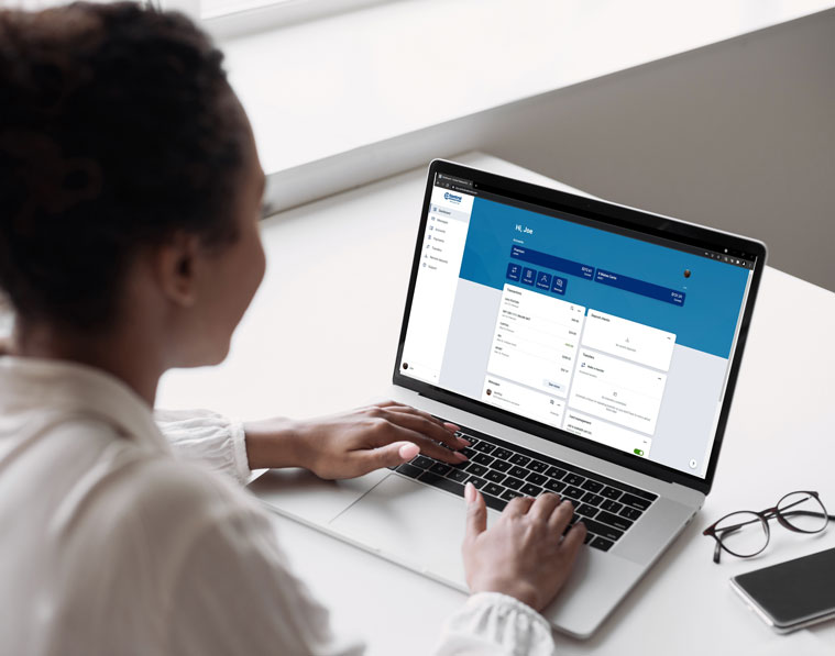 Woman on computer using online banking