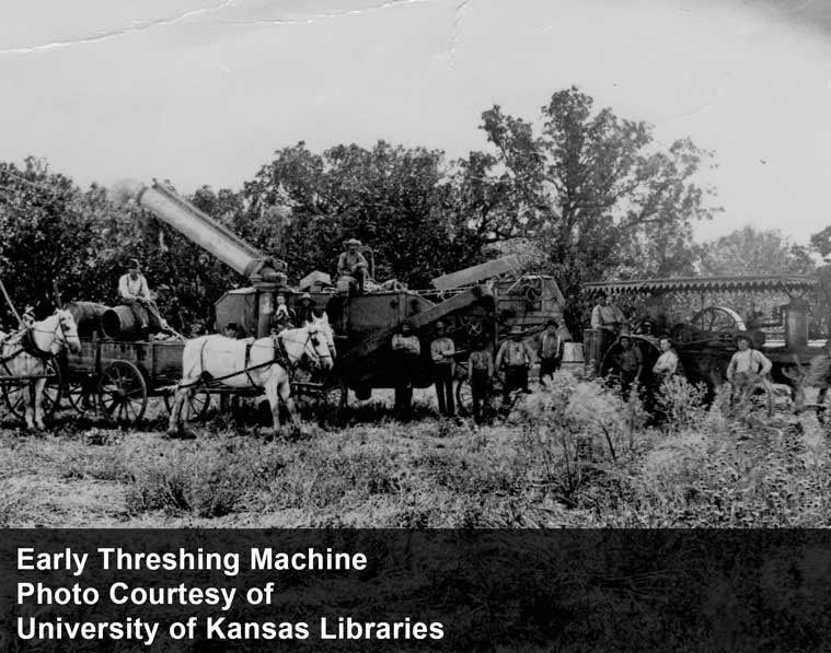 Early Threshing Machine - photo courtesy of University of Kansas Libraries